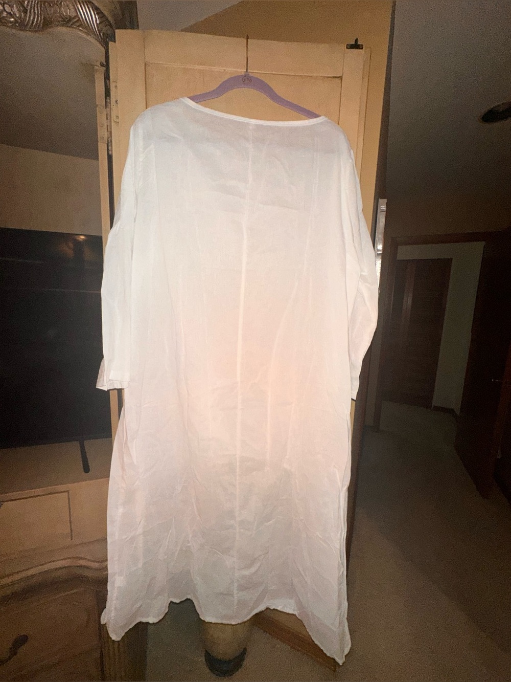 White 3/4 Sleeve Hi/Lo Tunic Top & Pants